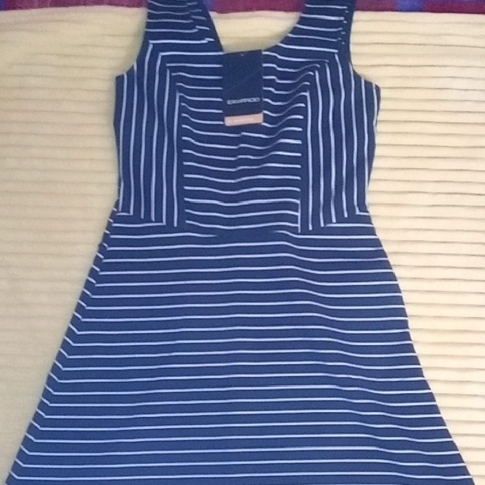 Black And and White Striped Exofficio Mini Dress